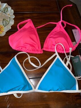 wild fable Pink & Blue Triangle Bikini Tops
